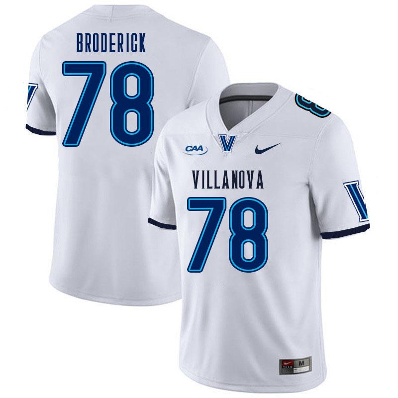 Men #78 Tommy Broderick Villanova Wildcats College Football Jerseys Stitched Sale-White